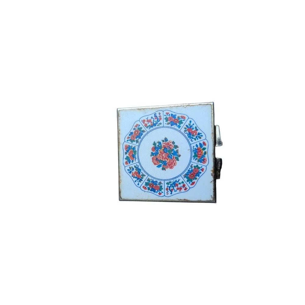 Square Mirror Compact With Double Mirror And Vintage Vanity Decor Floral